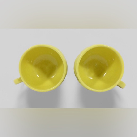 Vtg Portugal Pottery Majolica Yellow CABBAGE Leaf 2 CUPS & SAUCERS Set 4 Pc. - Picture 6 of 8